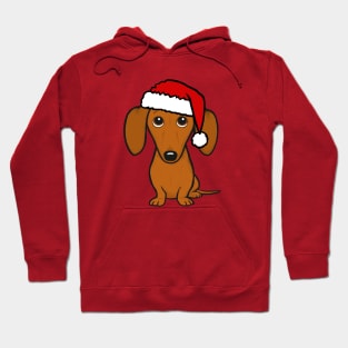 Dachshund Wearing A Santa Hat Cute Wiener Dog Christmas Hoodie